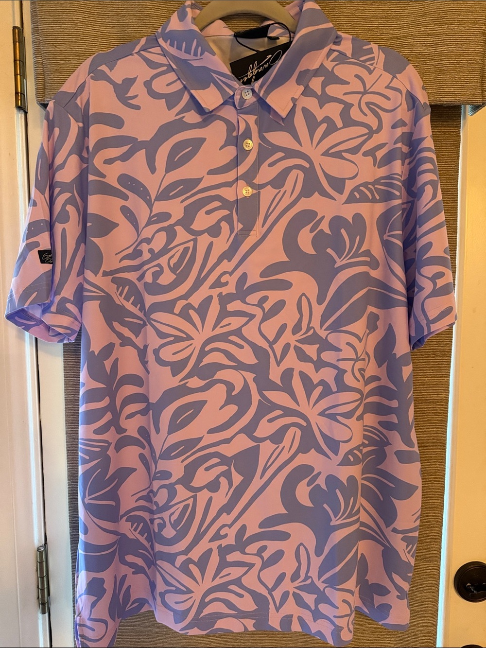 Men's Lavender Floral-Print Polo Shirt by Sunday Swagger
